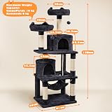 Yaheetech 158cm Multi Level Cat Tree Tower Large Scratching Posts Condos Perches view 3