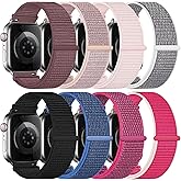 8 Pack Nylon Sport Loop Band Compatible with Apple Watch Band 38mm 40mm 41mm 42mm 44mm 45mm 46mm 49mm - Soft Breathable Replacement Straps for iWatch Series 11 10 9 8 7 6 5 4 3 2 1 SE Ultra Women Men