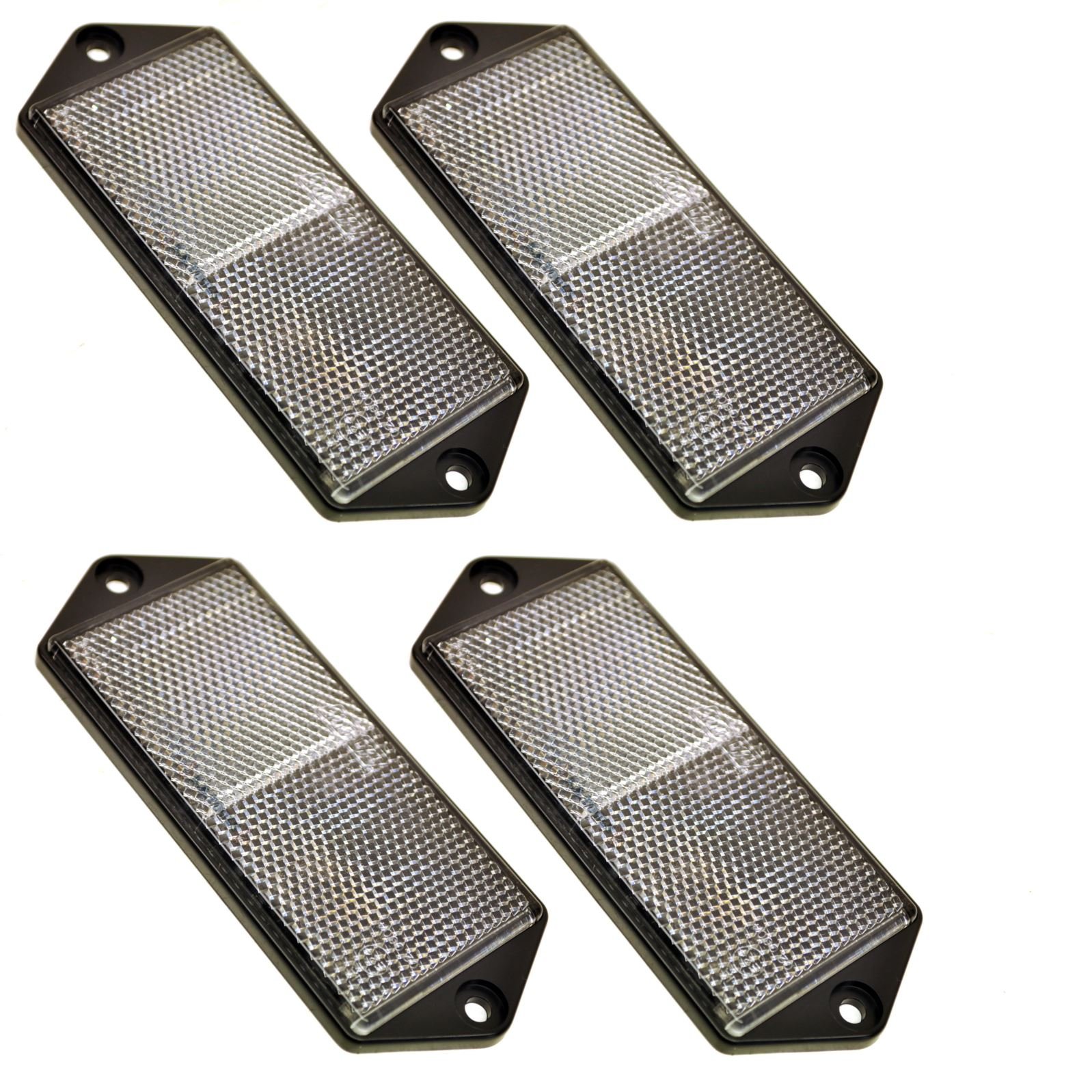 Clear Large Rectangular Front White Reflector Pack of 4 Trailer Fence Post TR070