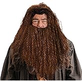 FashionVista Long Brown Wig Beard Mens Wizard Wig Cosplay Old Man Wig Brown Curly Fluffy Long Wig Halloween Costume Accessories Christmas