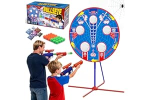 Spider Shooting Games Toys for 4 5 6 7 8 9 10+ Year Old Boys, Kids Outdoor Indoor Game with Moving Target & 2 Air Blasters & 