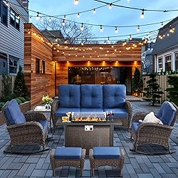 HUMMUH 7-Piece Outdoor Patio Furniture with Fire
