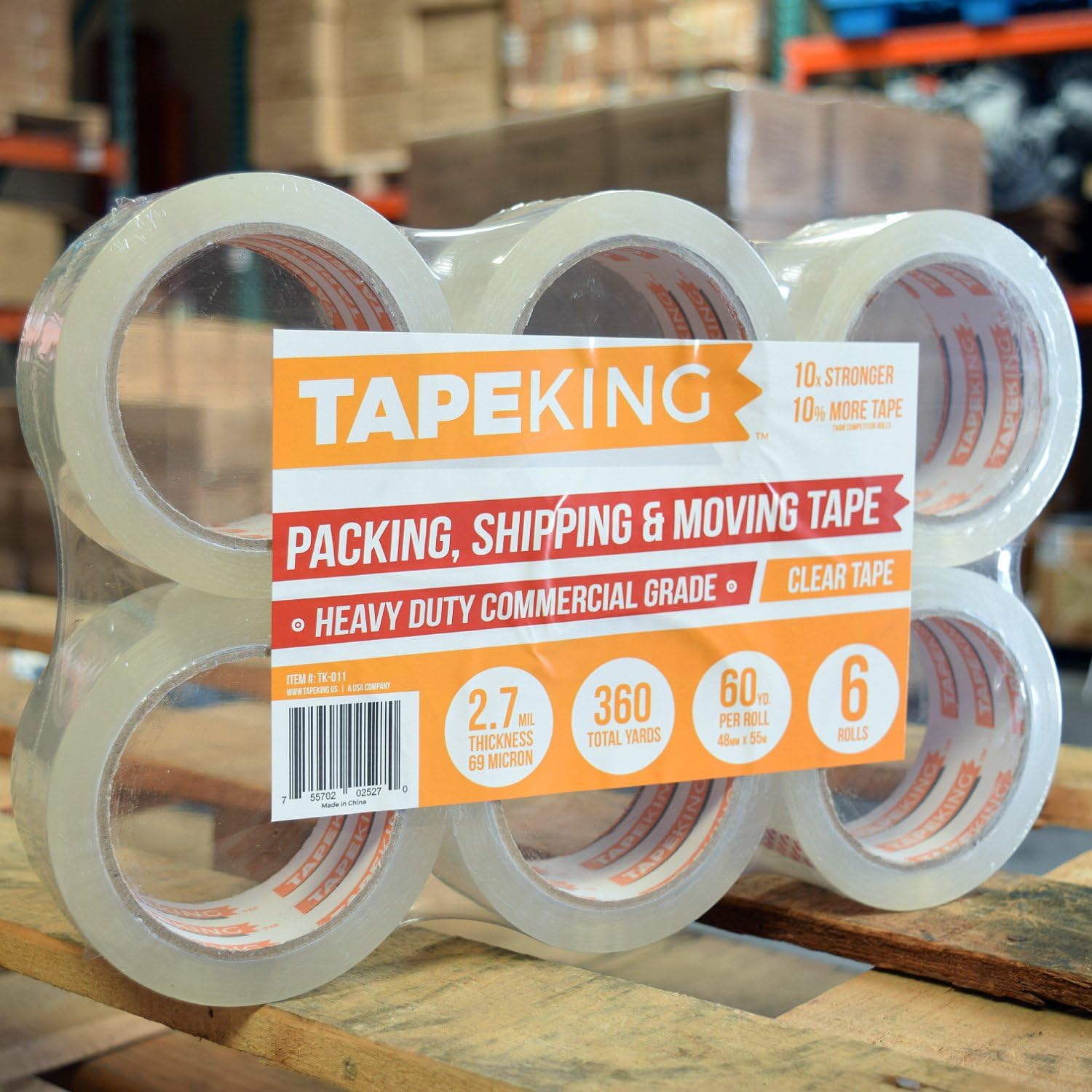 Tape King Clear Packing Tape - 60 Yards Per Roll (36 Rolls) - 1.88 Inch Wide Stronger & Thicker 2.7mil, Heavy Duty Adhesive Industrial Depot Tape for Moving Packaging Shipping, Office & Storage : Office Products