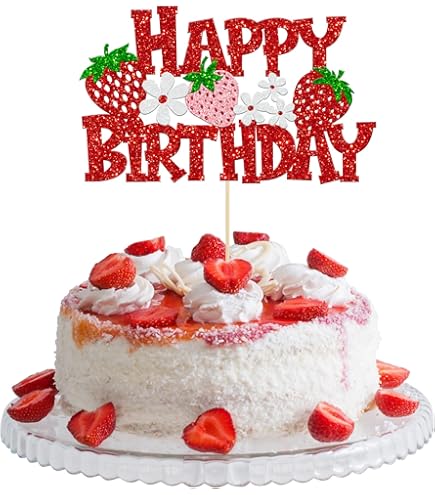 Amazon.com: Strawberry Cake Topper for Girls Birthday Sweet One