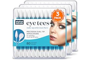 Fran Wilson EYE TEES COTTON TIPS 80 Count (3 PACK) - Precision Makeup Applicator, Double-sided Swabs with Pointed and Rounded Ends for Perfect Blending, Effective Cleaning and Precise Touch-ups