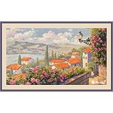 Merejka Counted Cross Stitch Kit Whispers of Summer K-276, Zweigart Aida 16 White, 43 DMC Colors, 17x10 in (43.5x25 cm)