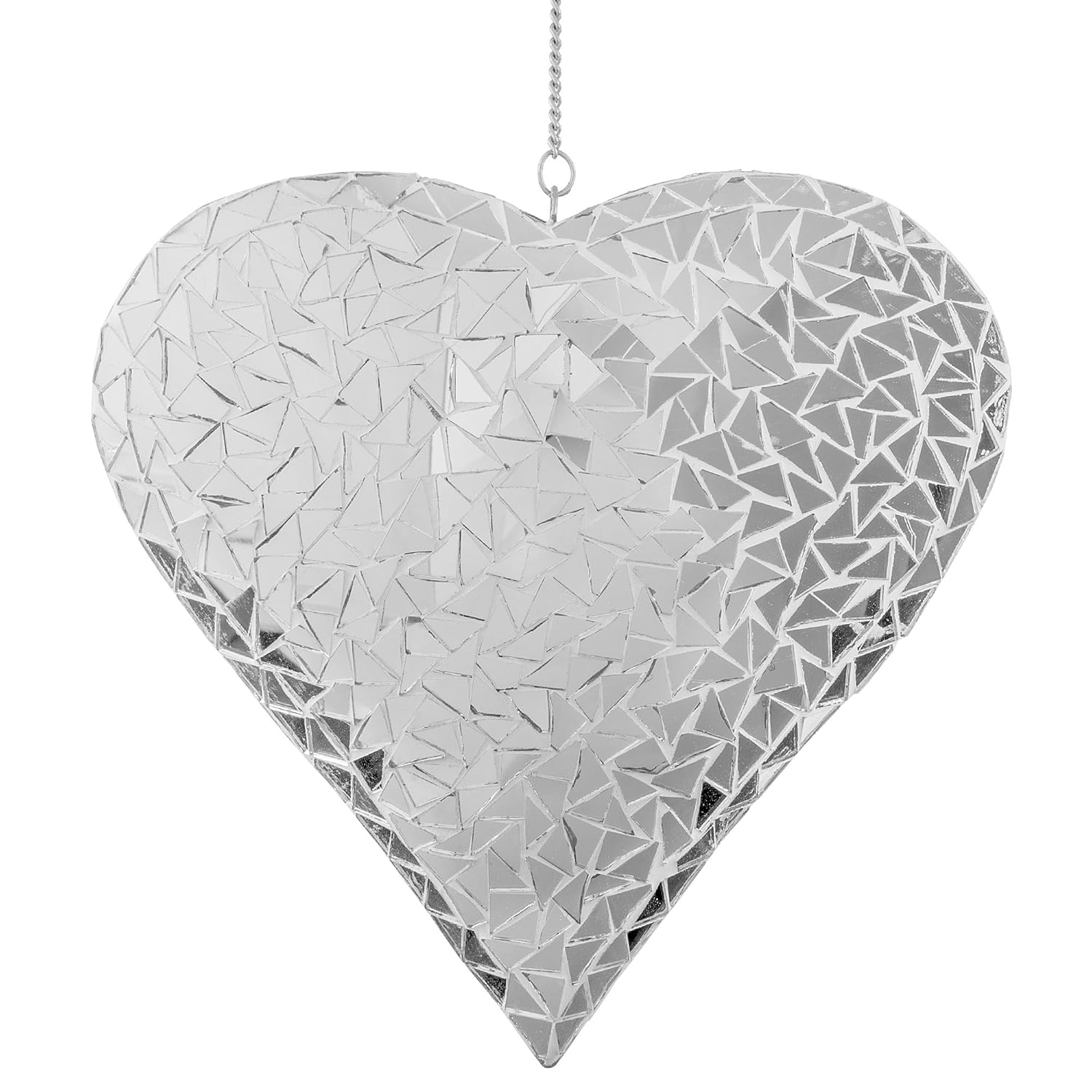 Large Silver Mosaic Mirror Heart Garden Hanger Outdoor Ornament Amazon
