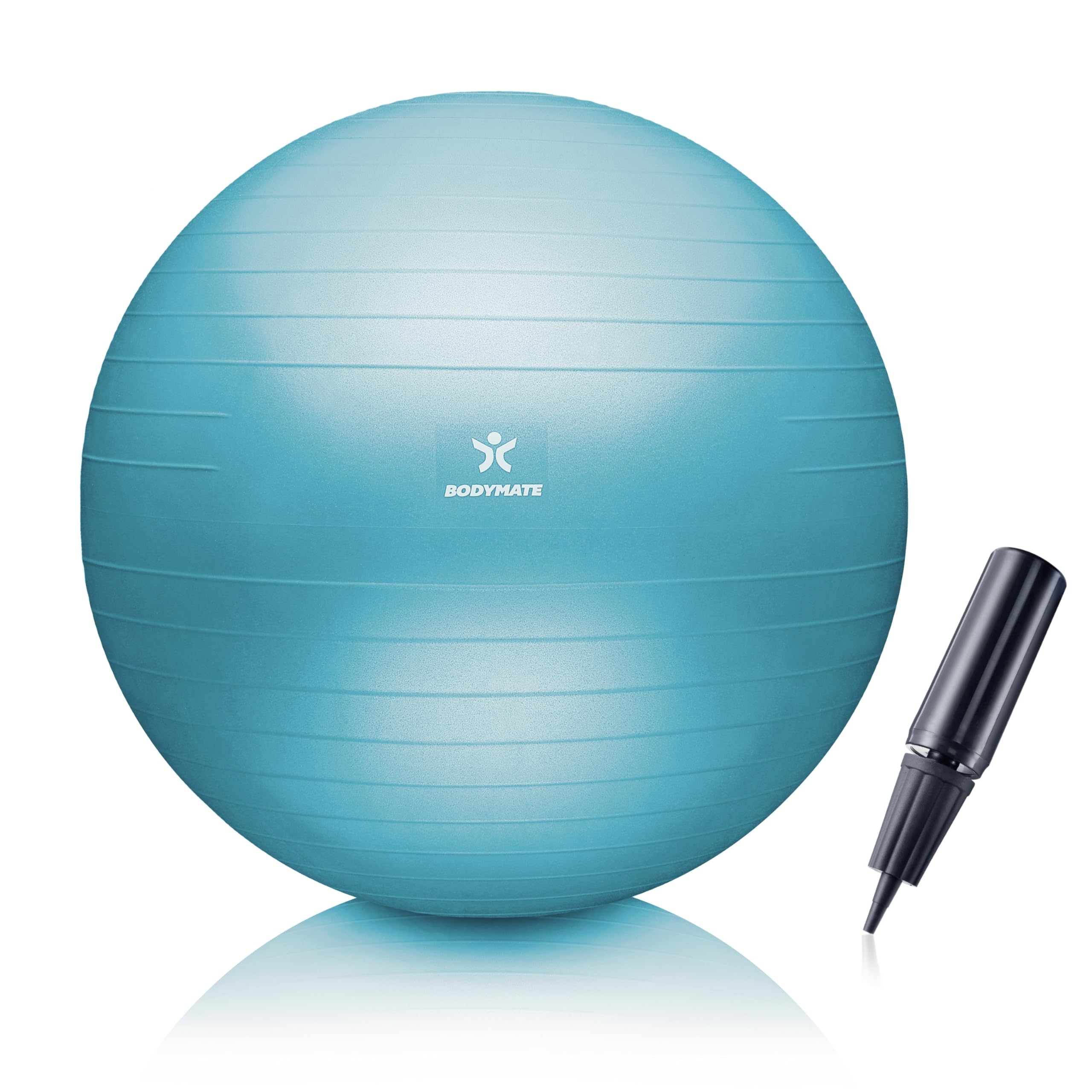 Bodymate Exercise Ball, Sitting Ball, Training Ball with Free E-Book, Including Air Pump Ball for Fitness, Yoga, Gymnastics, Core Training, for Strong Back, as an Office Chair, Blue 65 cm — image 1