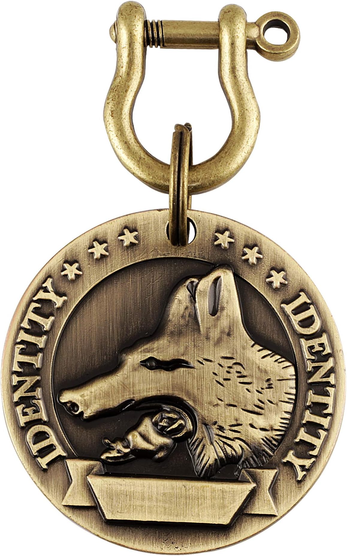 SRI Imported Brass Round Shape Dog Print Collar Tag Cum Collar Charm for Dog & Puppy, Antique -Golden, Medium, 500 g