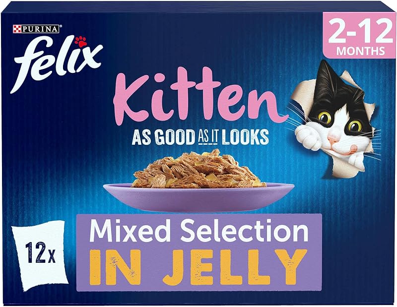 Felix Kitten Pouches Mixed In Jelly 100 g 48 Pouches Assorted Flavours