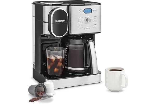 Cuisinart Coffee Maker, 12-Cup Glass Carafe, Automatic Hot & Iced Coffee Maker, Single Server Brewer, Stainless Steel, SS-16