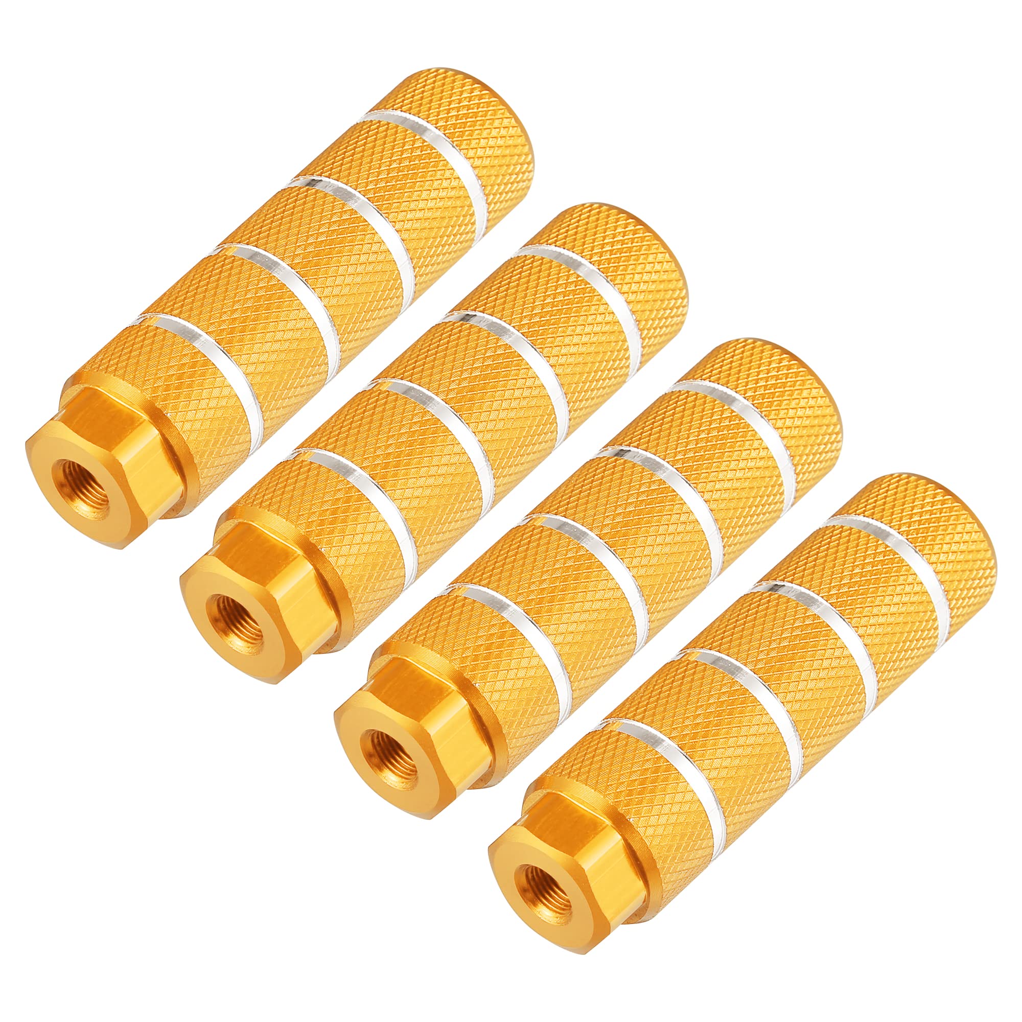 X AUTOHAUX 4pcs Rear Foot Pegs Footrests Yellow for Bicycle Fit 3/8 Inch Axles