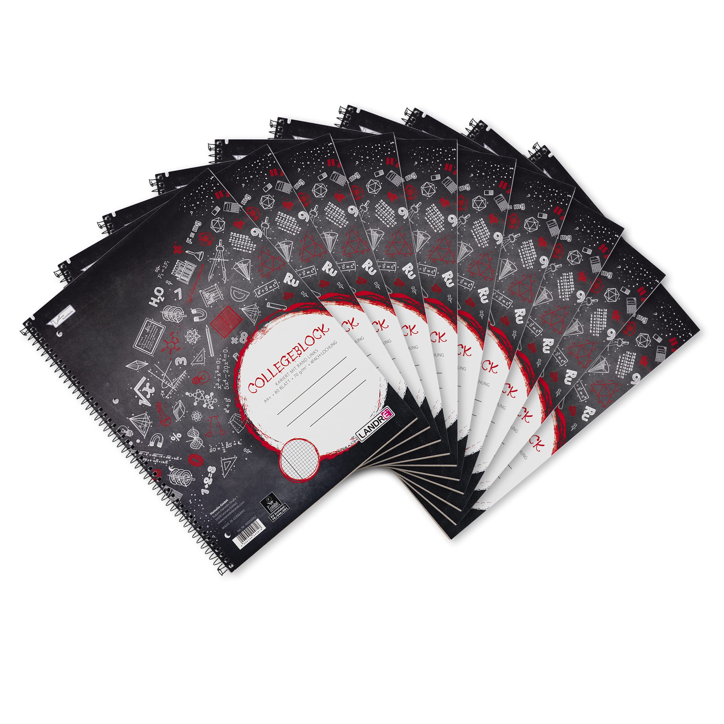 Landre A4 College Notepad with Margin 80 Sheets Black (Pack of 10)