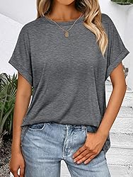 AUTOMET Womens Summer Tops Oversized Short Sleeve