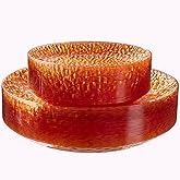 Rubtlamp 60Pcs Thanksgiving Plastic Plates, Orange Plastic Disposable Plates With Hammered Design, Orange Party Platos, Fancy Disposable Platos Include 30Dinner Plate,30Desssert Plate For Party