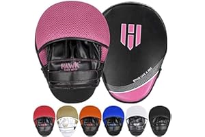 Hawk Sports Punching Mitts for Men, Women, & Kids, Leather Focus Mitts for Martial Arts & Boxing Training, Curved Punch Mitts for Karate, Kickboxing, Krav MAGA, Muay Thai & Taekwondo
