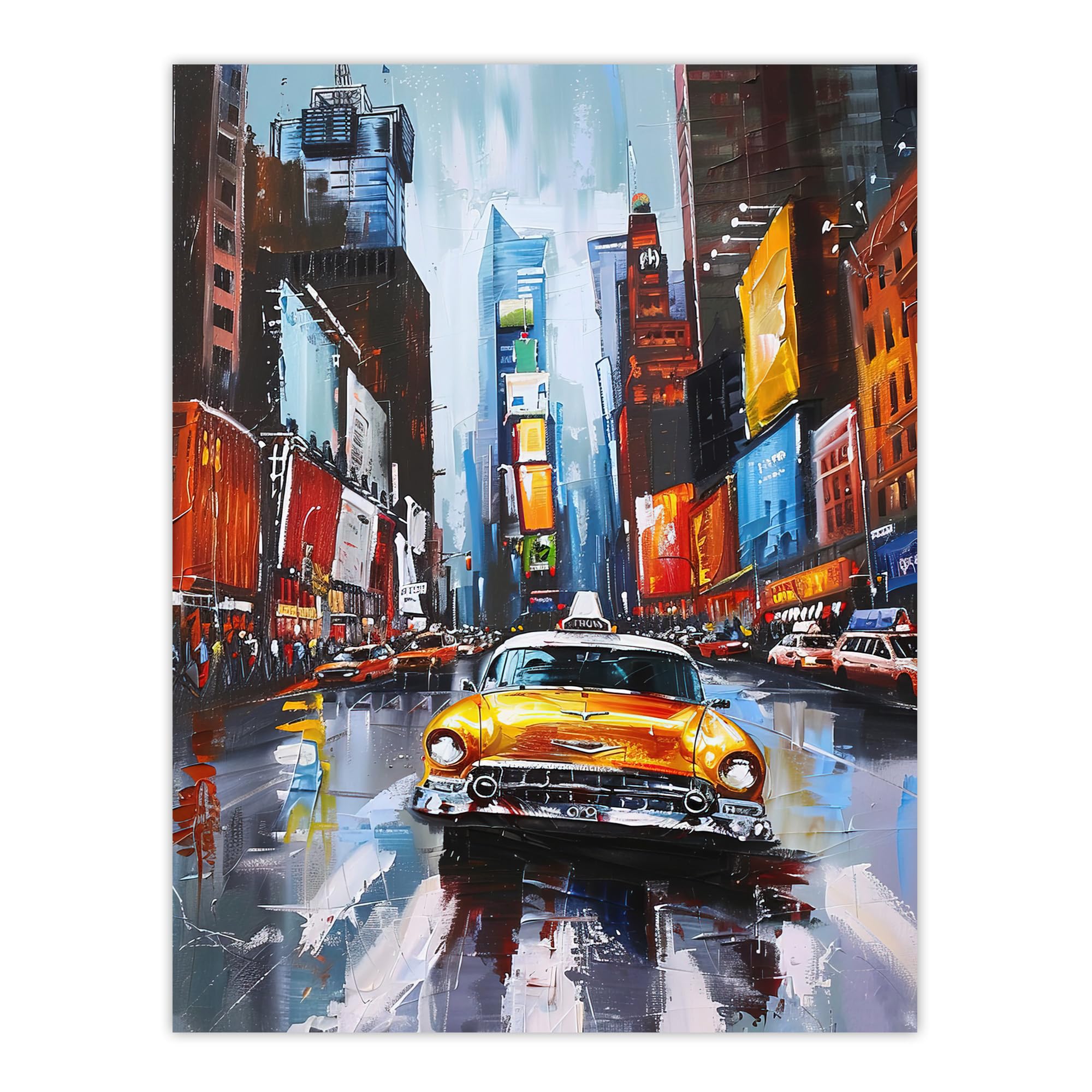 Artery8 New York City Colourful Street Cityscape Taxi Cab Living Room Extra Large XL Wall Art Poster Print