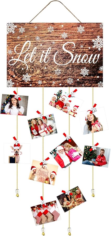 Amazon Co Jp クリスマスカードホルダー 木製 Let It Snow 壁掛け写真ホルダー スノーフレーク木製写真クリップ 写真フレーム コラージュ装飾 クリスマスカード フォトペーパークラフト 家電 カメラ