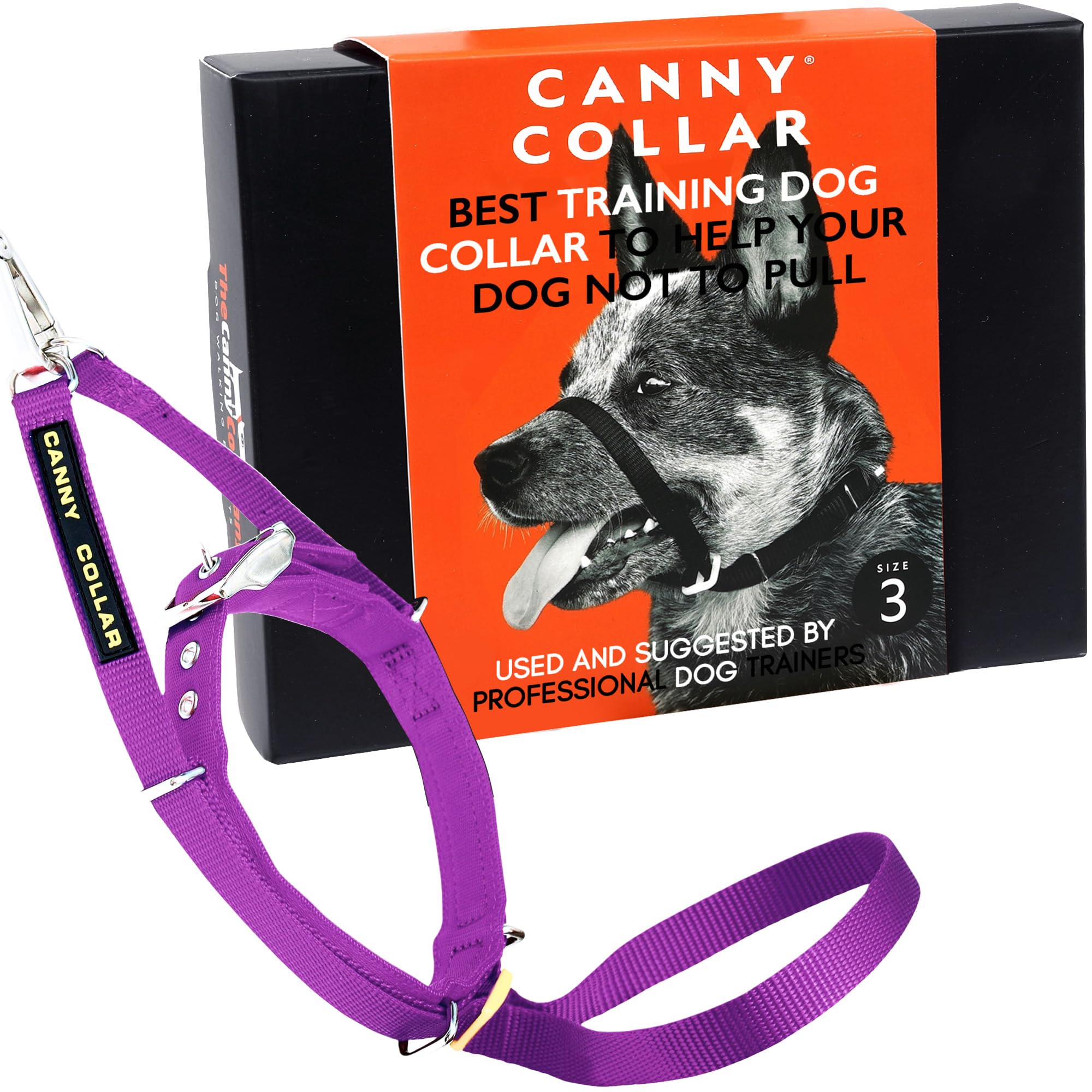 Canny Collar No-Pull Dog Headcollar | Train Your Dog To Stop Pulling & Walk On a Regular Collar & Loose Lead | Kind, Safe, Comfortable Training Aid | Purple – Size 3