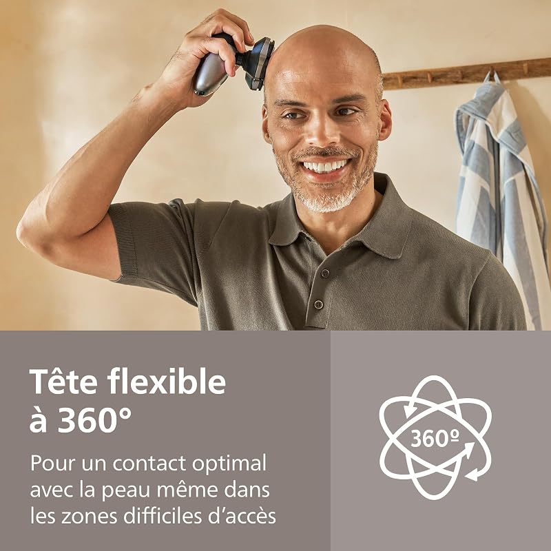 Head Shaver Pro 7000 Series - Rasoir pour la tête pour hommes et femmes, tête flexible à 360° et lames ComfortCut pour un rasage efficace tout en douceur pour la peau, modèle HS7980/15