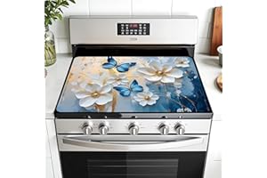 AOHMPT Multi-Design Stove Top Cove for Glass/Electric Stoves - 3-in-1 Heat-Resistant Protector Mat, Non-Slip Drying Rack 28"x20"