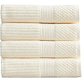 Springtree Home 100% Cotton Bath Towel Set of 4 | Super Soft & Absorbent with Quick-Dry Fibers | 4 Bath Towels | Textured and Durable Cotton | Krista Collection (Cream)