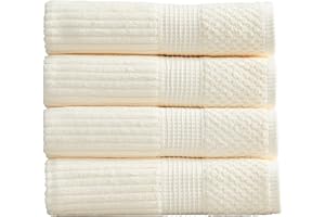 Springtree Home 100% Cotton Bath Towel Set of 4 | Super Soft & Absorbent with Quick-Dry Fibers | 4 Bath Towels | Textured and Durable Cotton | Krista Collection (Cream)