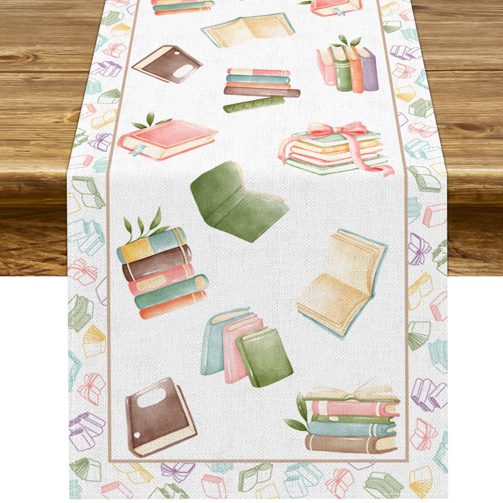 Photo 1 of Pudodo Book Table Runner One for The Books Themed Birthday Party Decoration First Chapter World Book Day Kitchen Dining Room Home Decor