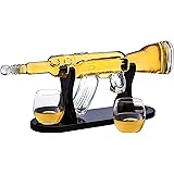 Whiskey Decanter Rifle with 2 Whiskey Glasses, Whiskey Decanter Set for Liquor, Scotch, Bourbon Vodka, Gifts for Men