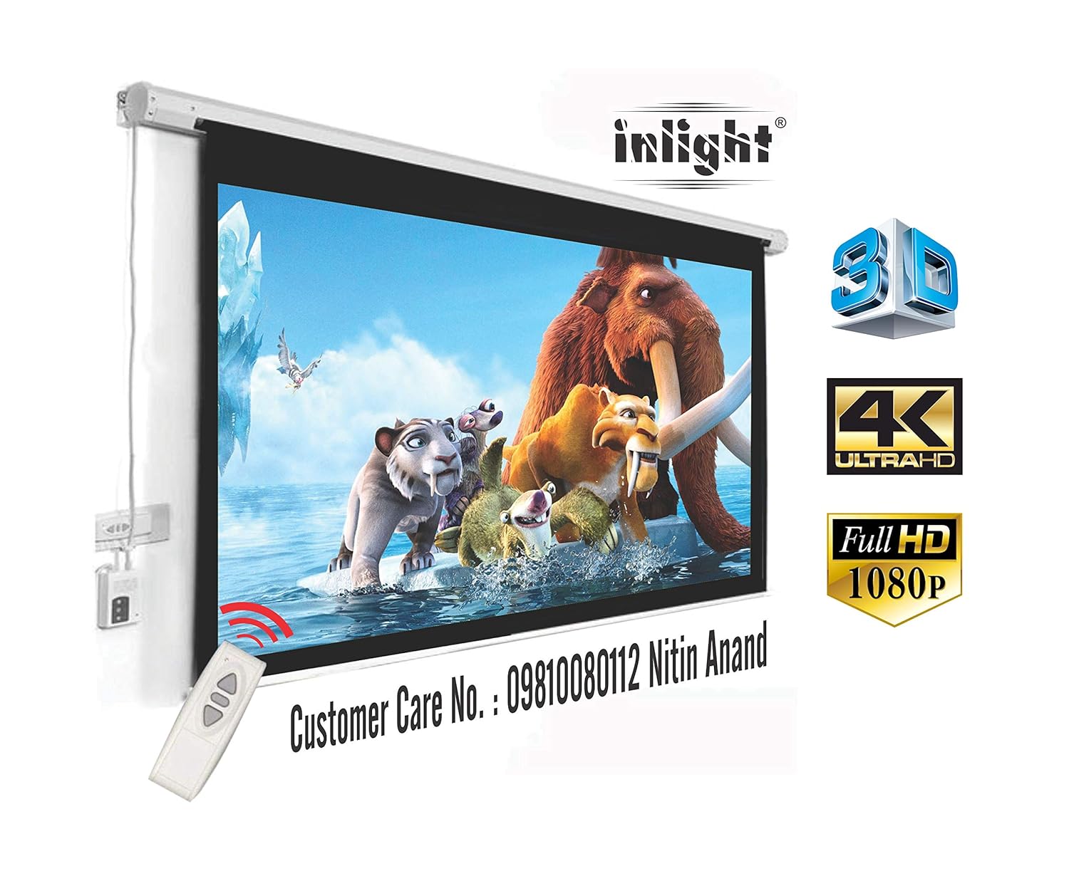 Inlight Motorised Home Theatre Projector Screen 8 Ft. x Amazon.in