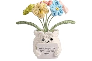 YOOJEE Positive Crochet Forget-Me-Not Thank You Gift for Women Coworker Teacher Handmade Appreciation Inspirational Retirement Christmas Thanksgiving Gift “Never Forget The Difference You Make” Plant