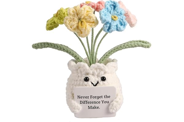 YOOJEE Forget-Me-Not Crochet Flower Potted Plant Gift