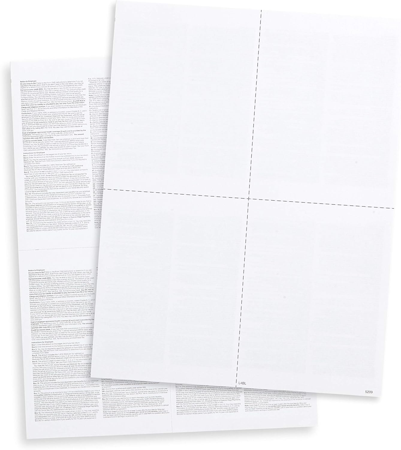 Blank W2 Forms, 2020 4 Up W2 Tax Forms, 100 Employee Forms, Designed for QuickBooks and Accounting Software, Ideal for E-Filing, Works with Laser or Inkjet Printers, 100 Four Part Forms : Office Products