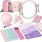 NANATI Pilates Kit, Pilates Essential Kit for Women, Pilates Equipment with 14.5" Pilates Ring and Ball, Resistance Bands,Dumbbells & Grip Socks Accessories, Home Pilates Workout Kit for Starter