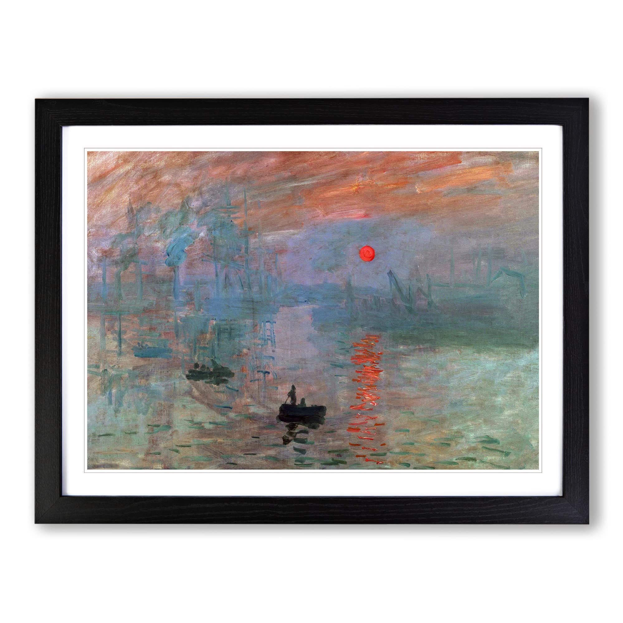 Monet Impression, Sunrise By Claude Monet Classic Painting Framed Wall Art Print, Ready to Hang Picture for Living Room Bedroom Home Office Décor, Black A3 (46 x 34 cm)