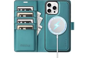 Shieldtop Compatible Magsafe Magnetic 2 in 1 Detachable iPhone 14 Pro Max Wallet Case with Card Holder Credit Slots Men Women,PU Leather RFID Blocking Flip Kickstand for Apple 14 Pro Max,Blue Green