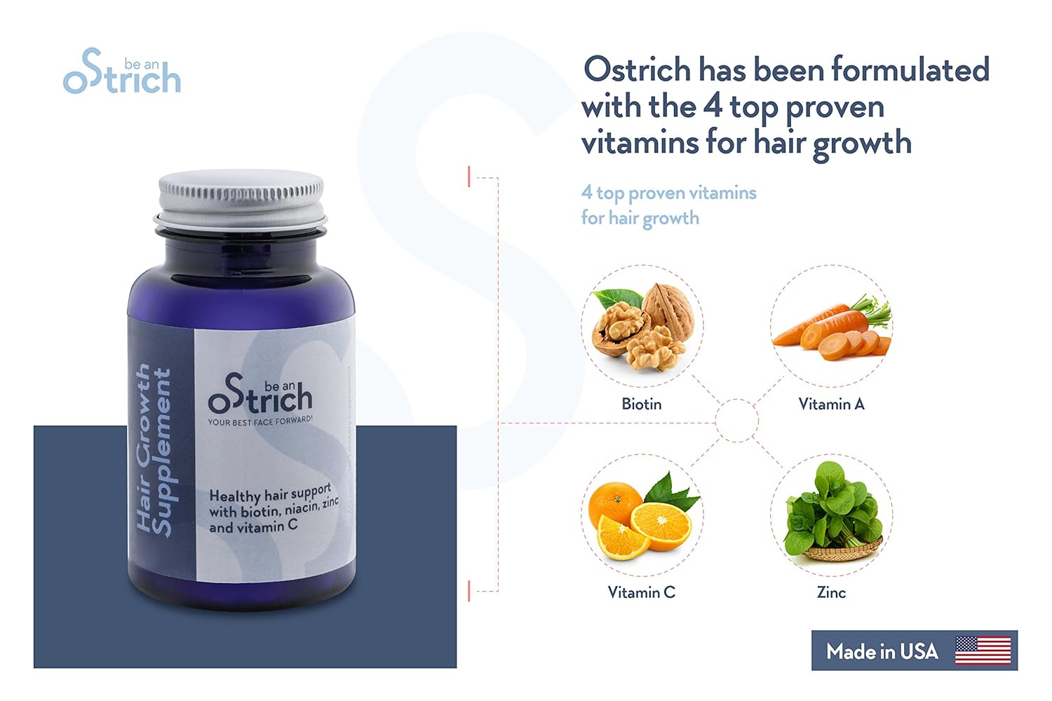 Amazoncom Ostrich Hair Growth Vitamins Healthy Hair Support