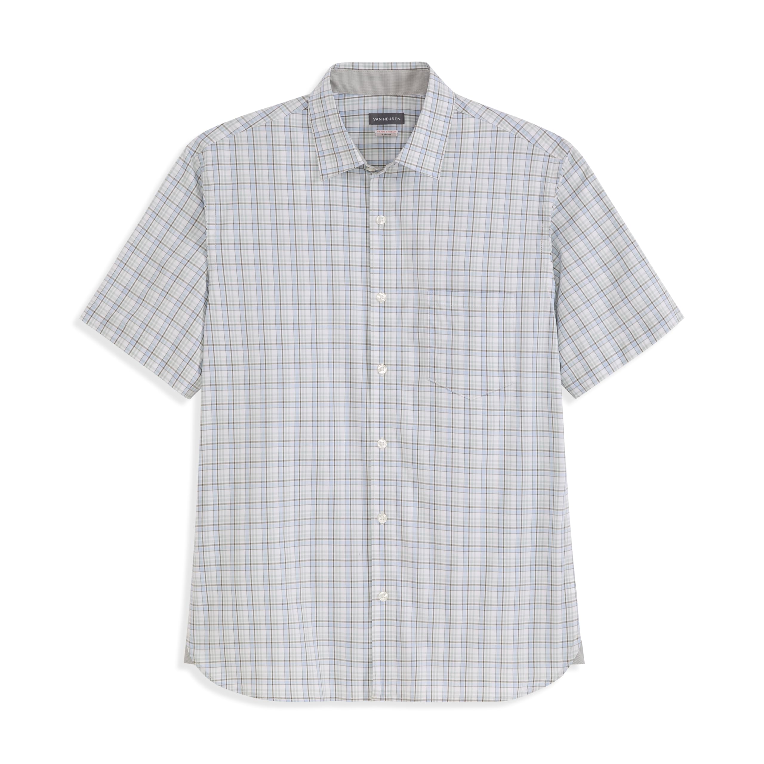 Big and Tall Wrinkle Free Short Sleeve Button Down Shirt, No-Tuck Length, Comfortable Stretch Fabric Image