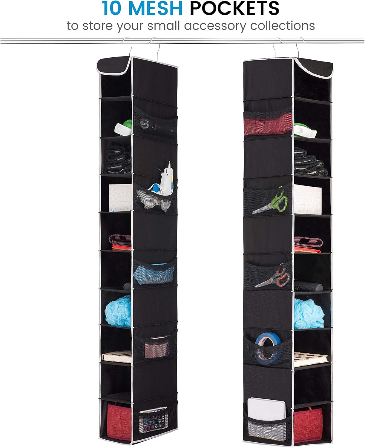hanging shoe holder on Shoe Organizers Zober 10 Shelf Hanging Shoe Organizer Black Breathable Polypropylene 5 X 11 X 52 Renewed 10 Mesh Pockets For Accessories Shoe Holder For Closet Hanging Shoe Organizers