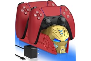 HEYLACOOLX PS5 Charger Station 【Fast Charging AC Adapter 】【Extended Charging Cable】 Charging Dock Compatible with PlayStation 5 Dualsense/Edge, Dual Charger PS5 Accessories with LED Indicator