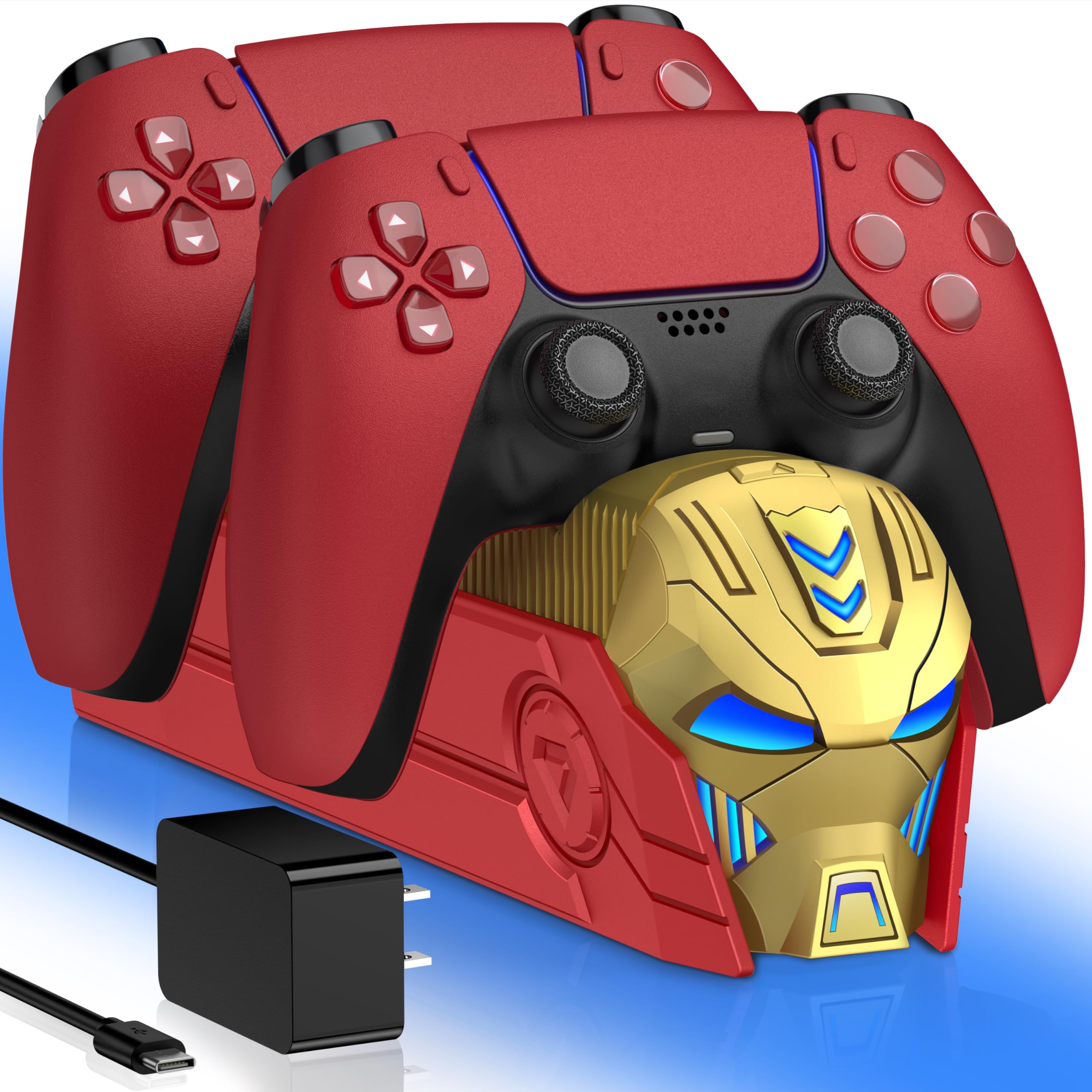 PS5 Charger Station 【Fast Charging AC Adapter 】【Extended Charging Cable】 Charging Dock Compatible with PlayStation 5 Dualsense/Edge, Dual Charger PS5 Accessories with LED Indicator