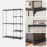 SONGMICS Freestanding Wardrobe, Foldable Closet, 43x112x165cm, Black view 5