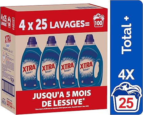Xtra Total Lessive Liquide Universelle Blanc Et Couleurs 100 Lavages 4 X 125l