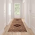 Masada Masada Rugs, Winslow Collection 3'x10' Southwestern Print Accent Runner Rug in Brown, Beige and Black with Cotton Backing