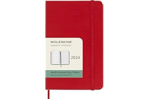 Moleskine 2024 Weekly Planner, 12M, Pocket, Scarlet Red, Hard Cover (3.5 x 5.5)