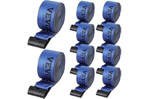 VEVOR Truck Straps, 4" x30' Heavy Duty Tie Down w/Flat Hooks 18,000lbs Break Strength, WLL# 6000lbs, Cargo Straps Tie Down for Flatbeds, Trucks, Trailers, Farms, Rescues, Tree Saver, Blue(10 Pack)