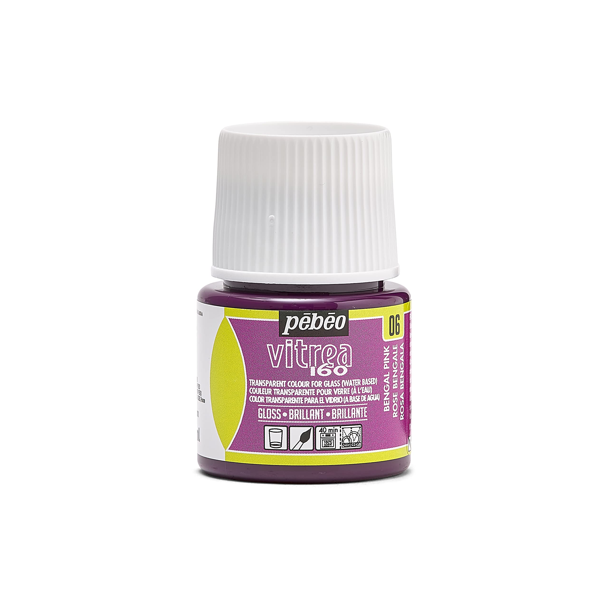 PEBEO - Transparent Glass Paint Vitrea 160°C - Bengal Pink - 45 ML
