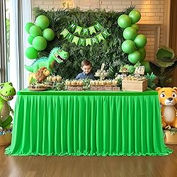 Partisky Green Polyester Table Skirt for Rectangle