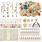 WDXIUE Keychain Making Kit, Charms Lip Gloss Key Chain Bracelet Design Set, Cute & Friendship Jewelry Making Kit, DIY Make 24 Set Keychain for Beginners