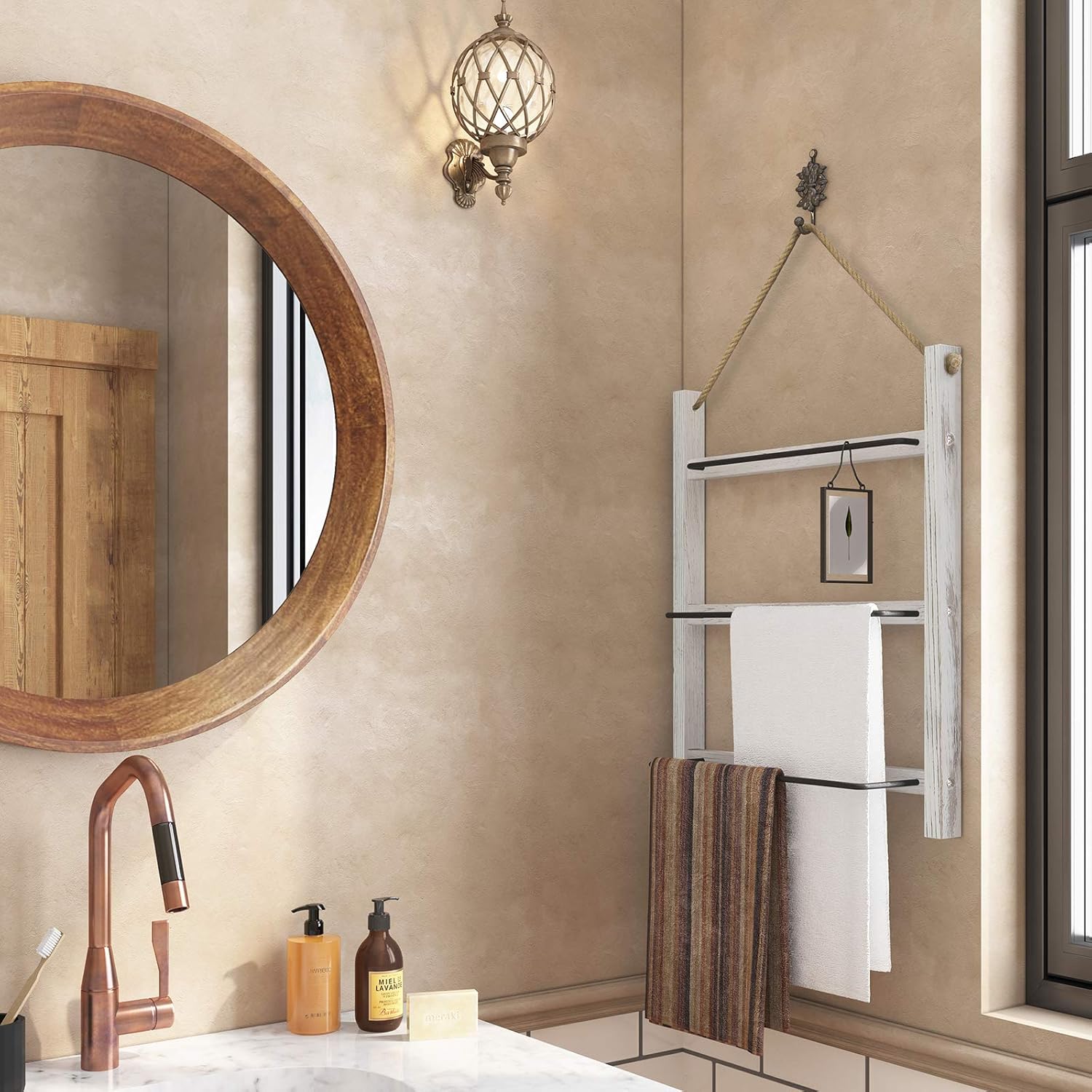 OROPY Toallero de Pared de 50 cm de Ancho, 3 Niveles Escalera ...